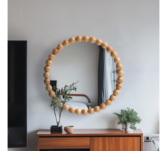 Καθρέπτης Specio ξύλο σε φυσική απόχρωση Φ60x4.5εκ Υλικό: FIRWOOD - GLASS 233-000041