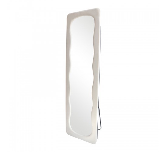 Καθρέπτης δαπέδου Lezour βελούδο σε λευκή απόχρωση 50x5x170εκ Υλικό: VELVET - GLASS - MDF 233-000044