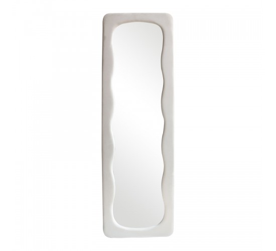 Καθρέπτης δαπέδου Lezour βελούδο σε λευκή απόχρωση 50x5x170εκ Υλικό: VELVET - GLASS - MDF 233-000044