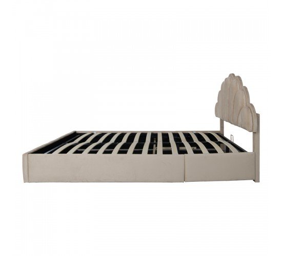 Κρεβάτι διπλό Wardie βελούδο μπεζ με αποθηκευτικό χώρο 160x200εκ Υλικό: VELVET - MDF - METAL- FOAM 234-000016