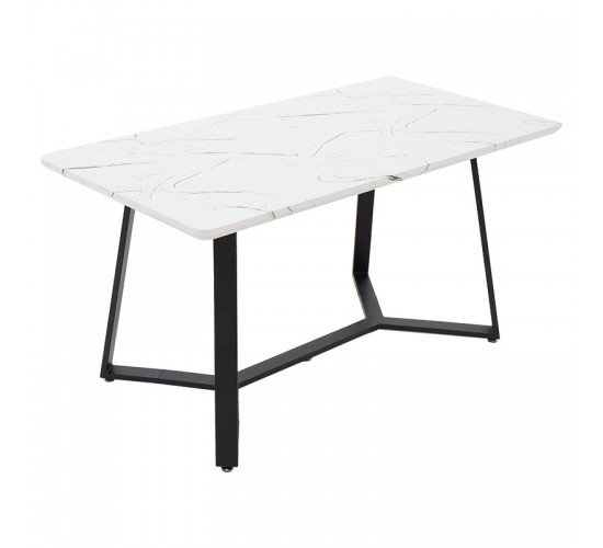 Tραπέζι Gemma λευκό μαρμάρου-μαύρο 140x80x75εκ Υλικό: METAL 235-000017