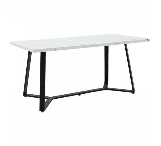 Tραπέζι Gemma λευκό μαρμάρου-μαύρο 160x90x75εκ Υλικό: METAL 235-000020
