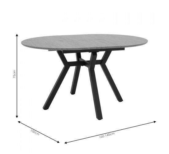 Tραπέζι Frances επεκτεινόμενο MDF sonoma-μαύρο 100-140x100x75εκ Υλικό: MDF - METAL 235-000023 Tραπέζι Frances επεκτεινόμενο MDF sonoma-μαύρο 100-140x100x75εκ Υλικό: MDF - METAL 235-000023