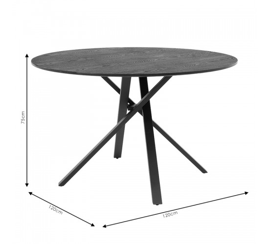 Tραπέζι Cerco MDF μαύρο Φ120x75εκ Υλικό: MDF - METAL 235-000031 Tραπέζι Cerco MDF μαύρο Φ120x75εκ Υλικό: MDF - METAL 235-000031