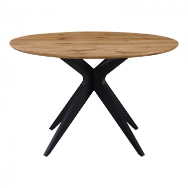 Τραπέζι Toda mdf σε sonoma απόχρωση με μαύρα μεταλλικά πόδια Φ120x75εκ Υλικό: MDF- METAL 235-000039