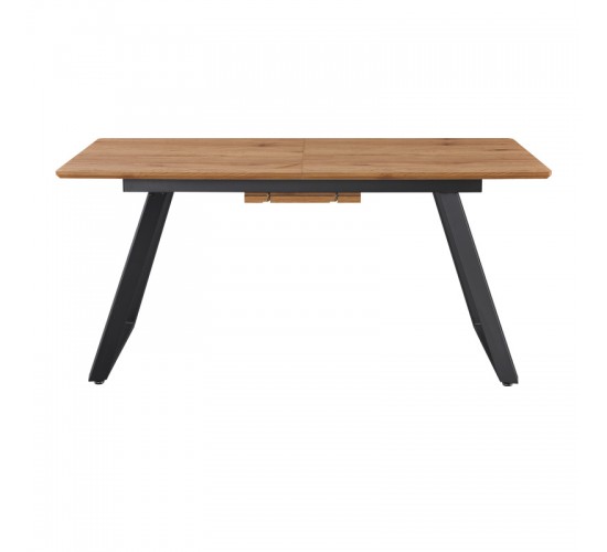 Τραπέζι επεκτεινόμενο Kannu σε φυσική απόχρωση με μαύρα μεταλλικά πόδια 160-200x90x75εκ Υλικό: MDF with paper veneer Powder coating metal legs 235-000042