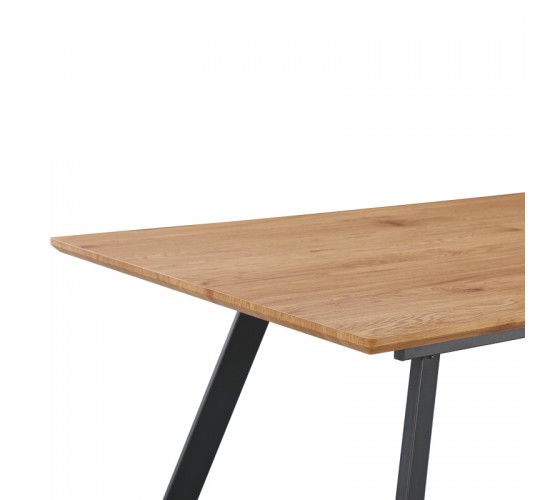 Τραπέζι επεκτεινόμενο Kannu σε φυσική απόχρωση με μαύρα μεταλλικά πόδια 160-200x90x75εκ Υλικό: MDF with paper veneer Powder coating metal legs 235-000042