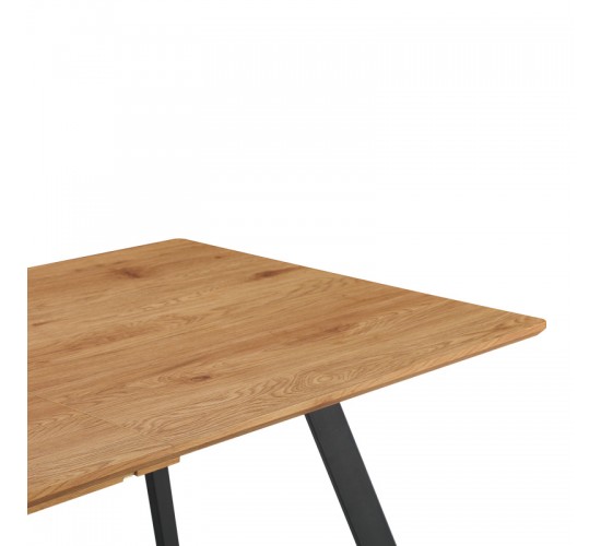 Τραπέζι επεκτεινόμενο Kannu σε φυσική απόχρωση με μαύρα μεταλλικά πόδια 160-200x90x75εκ Υλικό: MDF with paper veneer Powder coating metal legs 235-000042