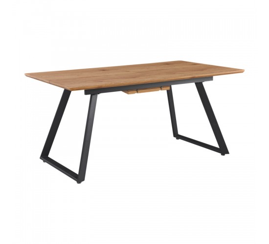 Τραπέζι επεκτεινόμενο Kannu σε φυσική απόχρωση με μαύρα μεταλλικά πόδια 160-200x90x75εκ Υλικό: MDF with paper veneer Powder coating metal legs 235-000042
