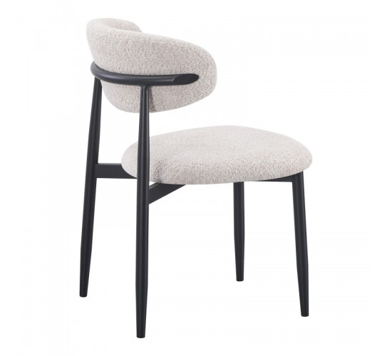 Καρέκλα Folegio μπουκλέ σε κρεμ απόχρωση με μαύρα πόδια 59x50x75εκ Υλικό: fabric seat Powder coating frame 235-000043