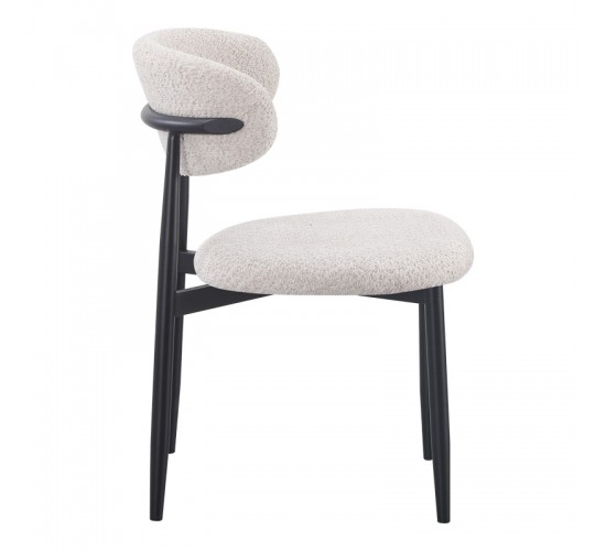 Καρέκλα Folegio μπουκλέ σε κρεμ απόχρωση με μαύρα πόδια 59x50x75εκ Υλικό: fabric seat Powder coating frame 235-000043