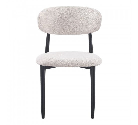 Καρέκλα Folegio μπουκλέ σε κρεμ απόχρωση με μαύρα πόδια 59x50x75εκ Υλικό: fabric seat Powder coating frame 235-000043