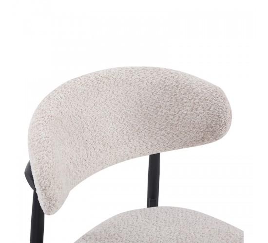 Καρέκλα Folegio μπουκλέ σε κρεμ απόχρωση με μαύρα πόδια 59x50x75εκ Υλικό: fabric seat Powder coating frame 235-000043