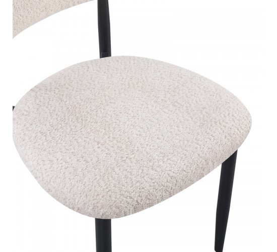 Καρέκλα Folegio μπουκλέ σε κρεμ απόχρωση με μαύρα πόδια 59x50x75εκ Υλικό: fabric seat Powder coating frame 235-000043