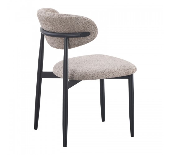 Καρέκλα Folegio μπουκλέ σε γκρι απόχρωση με μαύρα πόδια 59x50x75εκ Υλικό: fabric seat Powder coating frame 235-000044