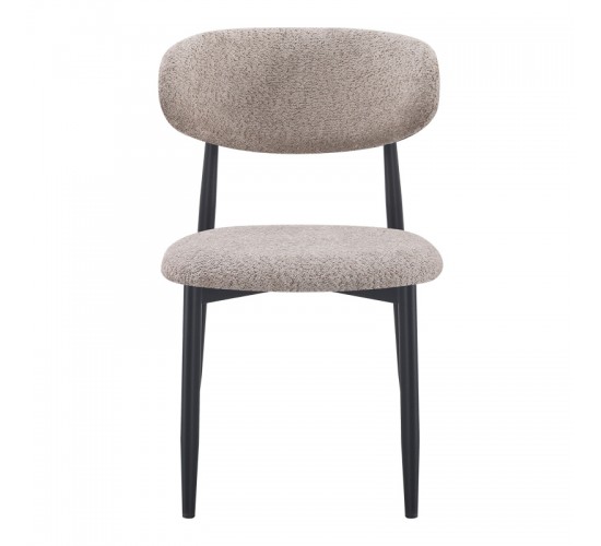 Καρέκλα Folegio μπουκλέ σε γκρι απόχρωση με μαύρα πόδια 59x50x75εκ Υλικό: fabric seat Powder coating frame 235-000044