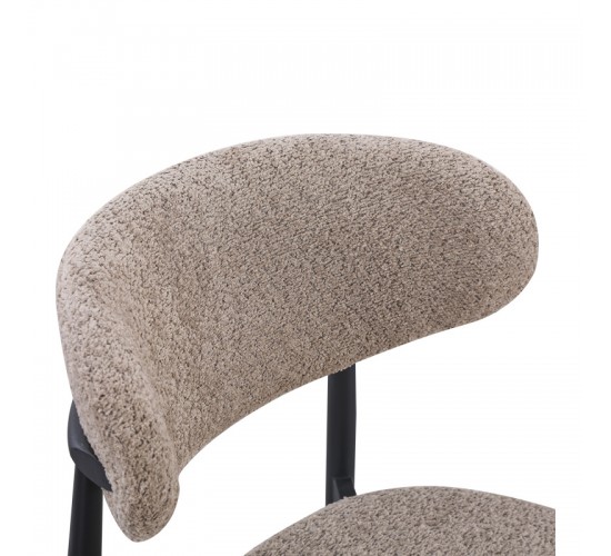 Καρέκλα Folegio μπουκλέ σε γκρι απόχρωση με μαύρα πόδια 59x50x75εκ Υλικό: fabric seat Powder coating frame 235-000044