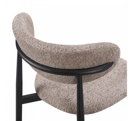 Καρέκλα Folegio μπουκλέ σε γκρι απόχρωση με μαύρα πόδια 59x50x75εκ Υλικό: fabric seat Powder coating frame 235-000044