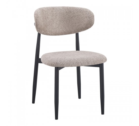 Καρέκλα Folegio μπουκλέ σε γκρι απόχρωση με μαύρα πόδια 59x50x75εκ Υλικό: fabric seat Powder coating frame 235-000044