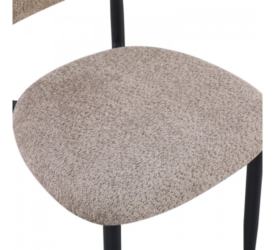 Καρέκλα Folegio μπουκλέ σε γκρι απόχρωση με μαύρα πόδια 59x50x75εκ Υλικό: fabric seat Powder coating frame 235-000044