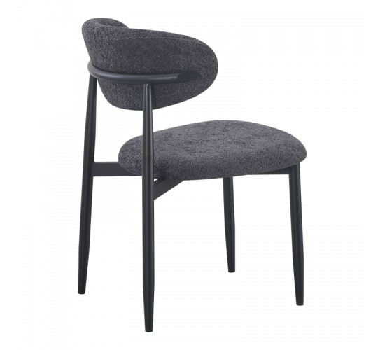 Καρέκλα Folegio μπουκλέ σε ανθρακί απόχρωση με μαύρα πόδια 59x50x75εκ Υλικό: fabric seat Powder coating frame 235-000045