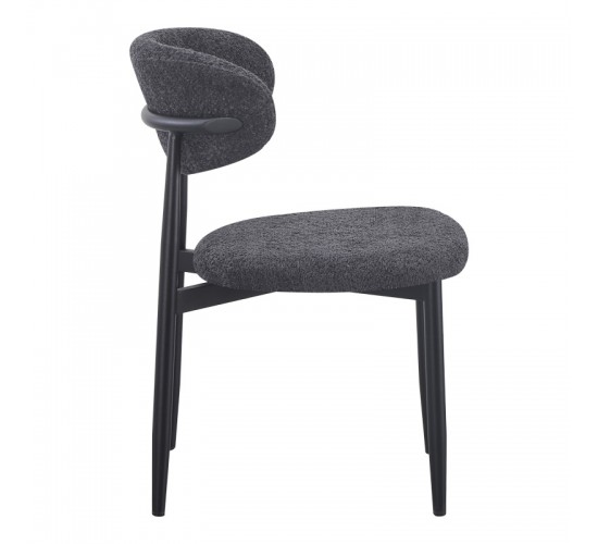 Καρέκλα Folegio μπουκλέ σε ανθρακί απόχρωση με μαύρα πόδια 59x50x75εκ Υλικό: fabric seat Powder coating frame 235-000045
