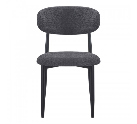 Καρέκλα Folegio μπουκλέ σε ανθρακί απόχρωση με μαύρα πόδια 59x50x75εκ Υλικό: fabric seat Powder coating frame 235-000045