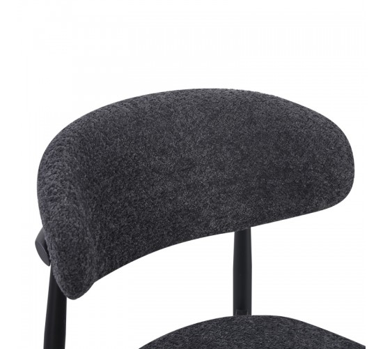 Καρέκλα Folegio μπουκλέ σε ανθρακί απόχρωση με μαύρα πόδια 59x50x75εκ Υλικό: fabric seat Powder coating frame 235-000045