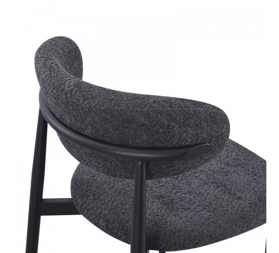 Καρέκλα Folegio μπουκλέ σε ανθρακί απόχρωση με μαύρα πόδια 59x50x75εκ Υλικό: fabric seat Powder coating frame 235-000045
