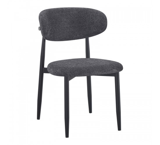 Καρέκλα Folegio μπουκλέ σε ανθρακί απόχρωση με μαύρα πόδια 59x50x75εκ Υλικό: fabric seat Powder coating frame 235-000045