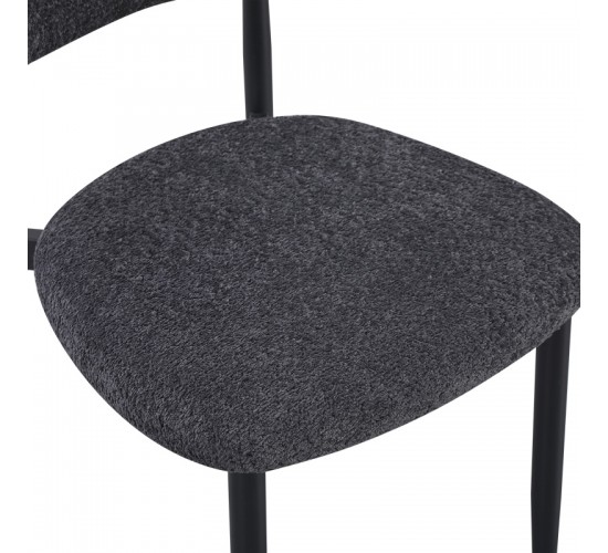 Καρέκλα Folegio μπουκλέ σε ανθρακί απόχρωση με μαύρα πόδια 59x50x75εκ Υλικό: fabric seat Powder coating frame 235-000045
