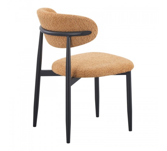 Καρέκλα Folegio μπουκλέ σε camel απόχρωση με μαύρα πόδια 59x50x75εκ Υλικό: fabric seat Powder coating frame 235-000046