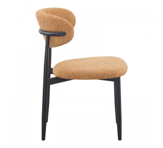 Καρέκλα Folegio μπουκλέ σε camel απόχρωση με μαύρα πόδια 59x50x75εκ Υλικό: fabric seat Powder coating frame 235-000046