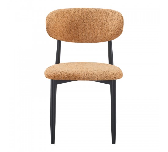 Καρέκλα Folegio μπουκλέ σε camel απόχρωση με μαύρα πόδια 59x50x75εκ Υλικό: fabric seat Powder coating frame 235-000046