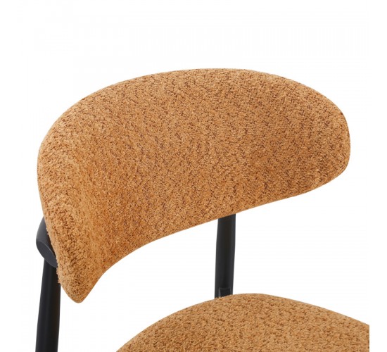 Καρέκλα Folegio μπουκλέ σε camel απόχρωση με μαύρα πόδια 59x50x75εκ Υλικό: fabric seat Powder coating frame 235-000046