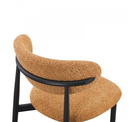 Καρέκλα Folegio μπουκλέ σε camel απόχρωση με μαύρα πόδια 59x50x75εκ Υλικό: fabric seat Powder coating frame 235-000046