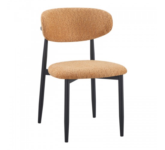 Καρέκλα Folegio μπουκλέ σε camel απόχρωση με μαύρα πόδια 59x50x75εκ Υλικό: fabric seat Powder coating frame 235-000046