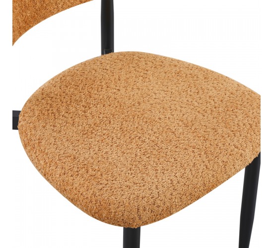 Καρέκλα Folegio μπουκλέ σε camel απόχρωση με μαύρα πόδια 59x50x75εκ Υλικό: fabric seat Powder coating frame 235-000046