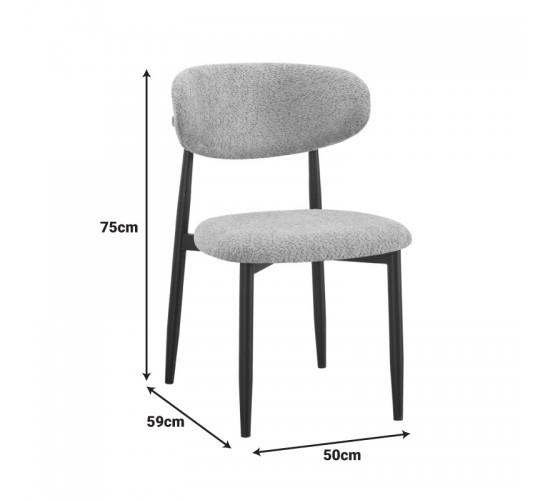 Καρέκλα Folegio μπουκλέ σε camel απόχρωση με μαύρα πόδια 59x50x75εκ Υλικό: fabric seat Powder coating frame 235-000046