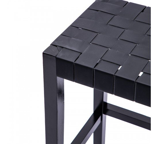 Σκαμπό Ridley ξύλο-pu μαύρο 51x34x61.5εκ Υλικό: RUBBER WOOD - PVC-PU 236-000013
