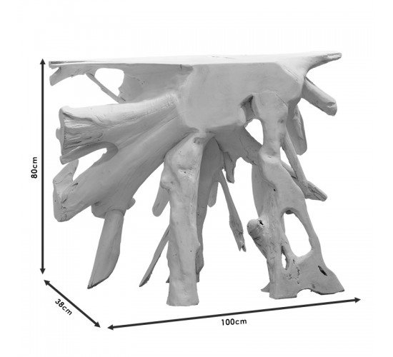 Κονσόλα Lyle χειροποίητη μασίφ ξύλο λευκό 100x38x80εκ Υλικό: WOOD 238-000006