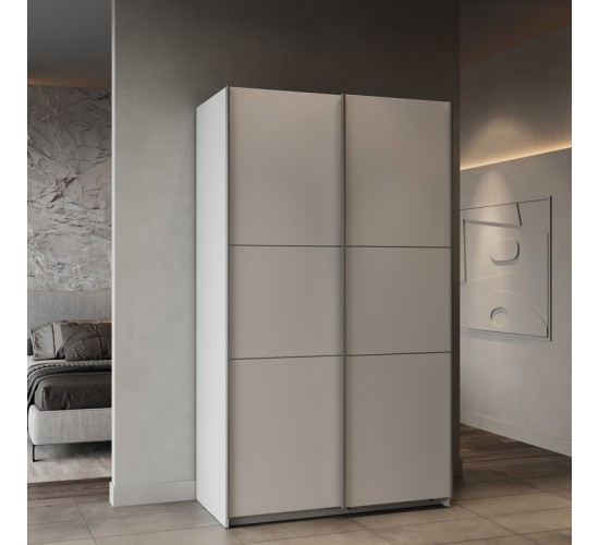 Ντουλάπα ρούχων Kawen δίφυλλη με συρόμενες πόρτες λευκό 116.5x60x203εκ Υλικό: CHIPBOARD 244-000009