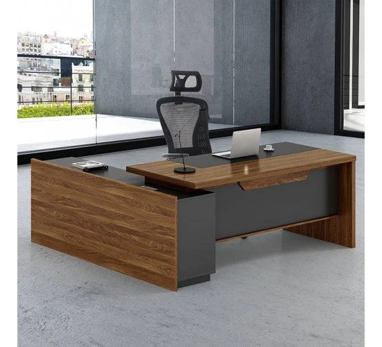 Γραφείο με δεξιά γωνία Oscar καρυδί-ανθρακί 200x180x76εκ Υλικό: MELAMINE 246-000004 Γραφείο με δεξιά γωνία Oscar καρυδί-ανθρακί 200x180x76εκ Υλικό: MELAMINE 246-000004