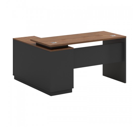 Γραφείο επαγγελματικό με δεξιά γωνία Oscar μελαμίνη σε καρυδί-ανθρακί απόχρωση140x120x76εκ Υλικό: MELAMINE 246-000019