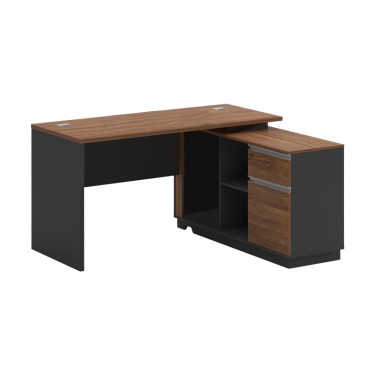Γραφείο επαγγελματικό με δεξιά γωνία Oscar μελαμίνη σε καρυδί-ανθρακί απόχρωση140x120x76εκ Υλικό: MELAMINE 246-000019