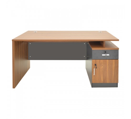 Γραφείο εργασίας επαγγελματικό Oscar σε καρυδί-ανθρακί απόχρωση 180x90x76εκ Υλικό: MELAMINE 246-000024