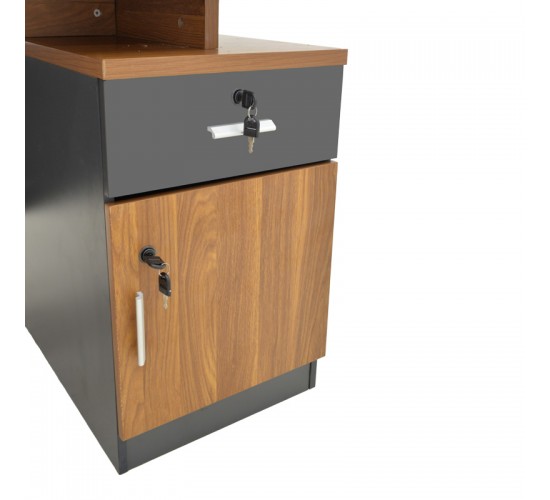 Γραφείο εργασίας επαγγελματικό Oscar σε καρυδί-ανθρακί απόχρωση 180x90x76εκ Υλικό: MELAMINE 246-000024