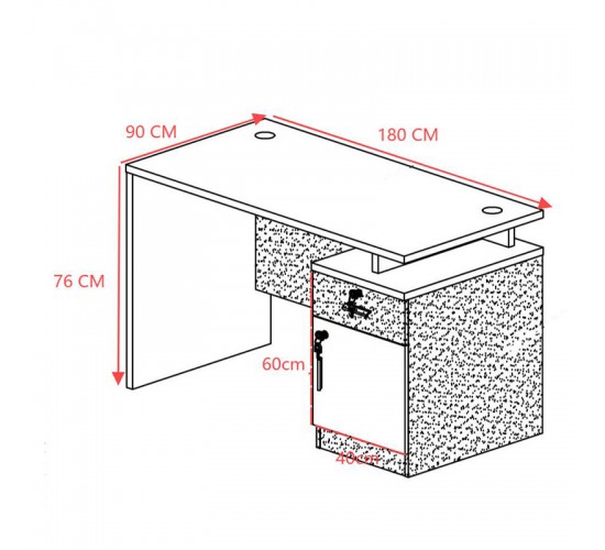 Γραφείο εργασίας επαγγελματικό Oscar σε καρυδί-ανθρακί απόχρωση 180x90x76εκ Υλικό: MELAMINE 246-000024