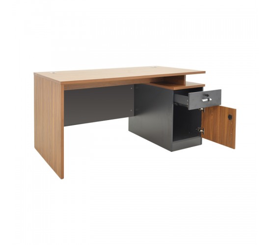 Γραφείο εργασίας επαγγελματικό Oscar σε καρυδί-ανθρακί απόχρωση 120x70x76εκ Υλικό: MELAMINE 246-000026