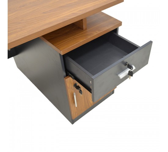 Γραφείο εργασίας επαγγελματικό Oscar σε καρυδί-ανθρακί απόχρωση 120x70x76εκ Υλικό: MELAMINE 246-000026